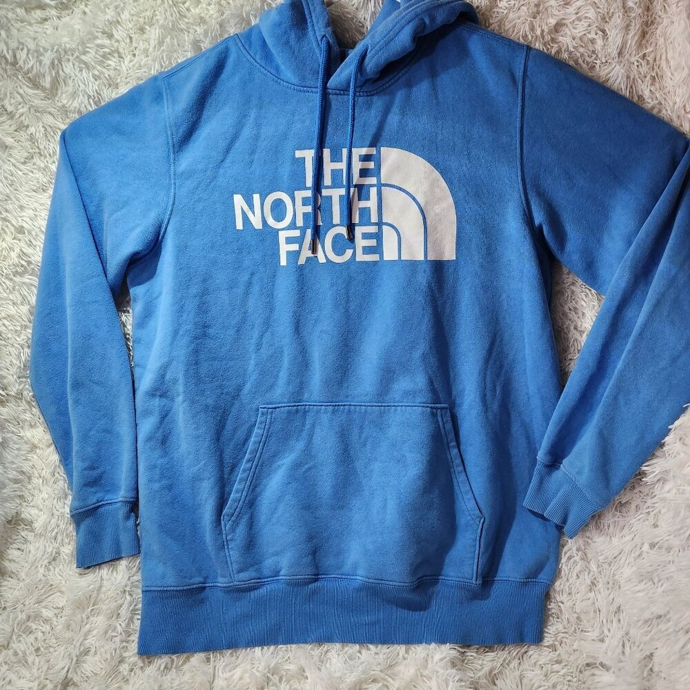 The North Face Blue Logo Hoodie Mens L Cotton/Poly Blend Comfortable Casual Wear